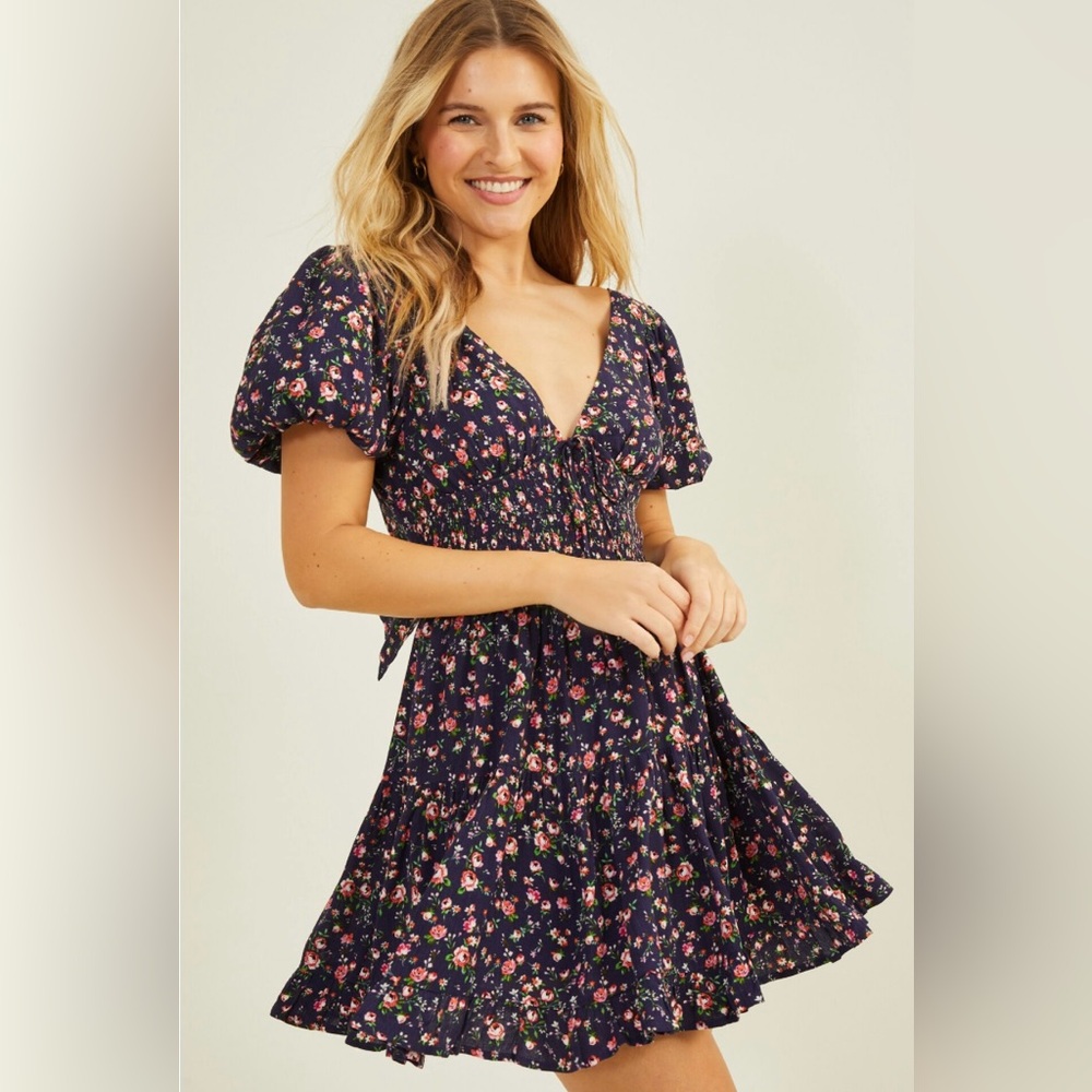 Altar’d State Raquel Floral Dress Size Large Sz L Open Back with Tie